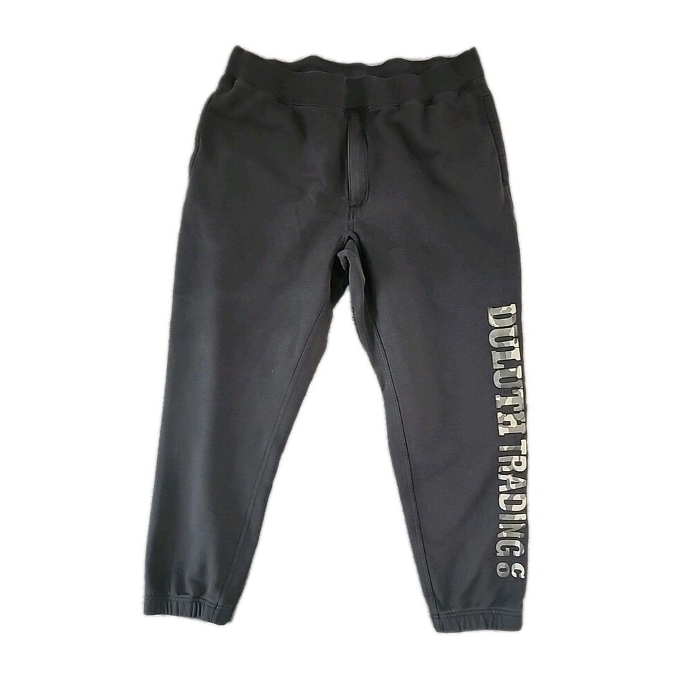 Duluth Trading Co Sweatpants Men's XL X 30 Black Fleece Camo Logo Pockets Jogger